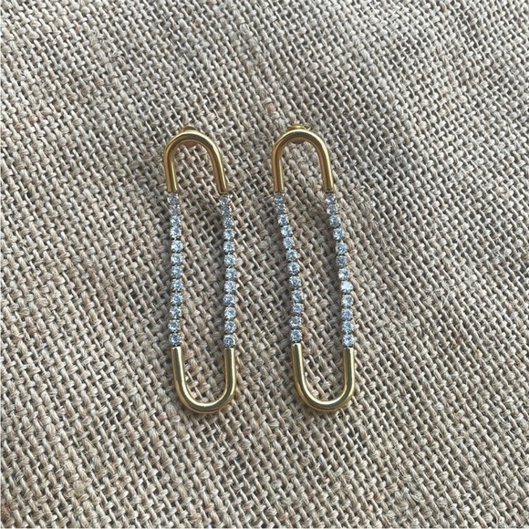 Exaggerated Oval U Shaped Long Dangle Earring Geometric Paperclip Zircon New - Picture 5 of 8